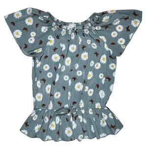 Lily Bleu Girls Floral Peplum Butterfly Blouse Size L/14
